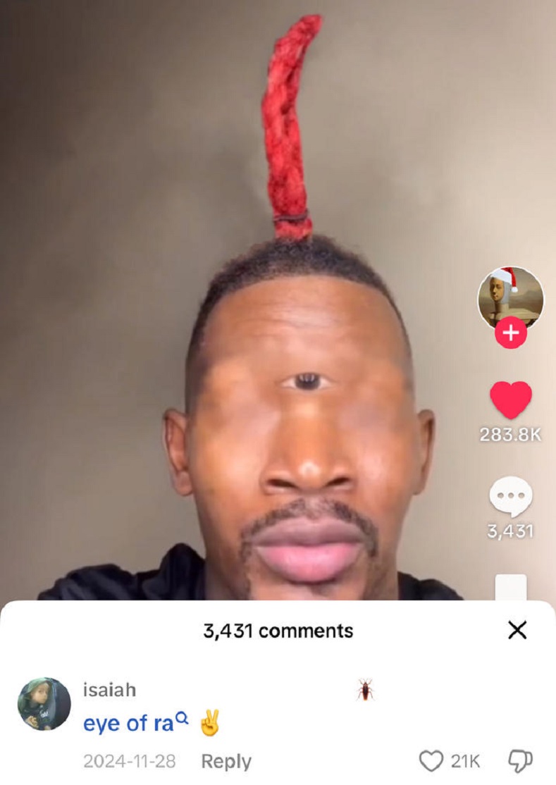 TikTok user @zketchum leaves a comment on Springfield’s video, simply saying: eye of ra.